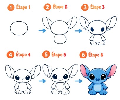 dessiner Stitch étape par étape avec Plus Plus